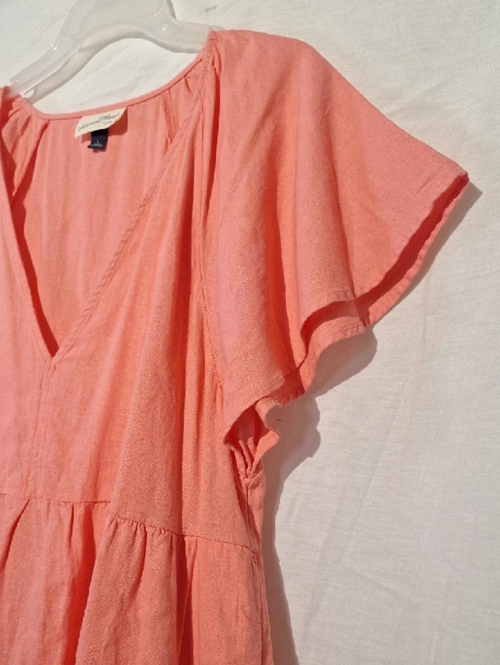 NEVER WORN! Universal Thread Coral Linen V-Neck Boho Midi Dress, Sz 16 NWOT - Picture 5 of 8